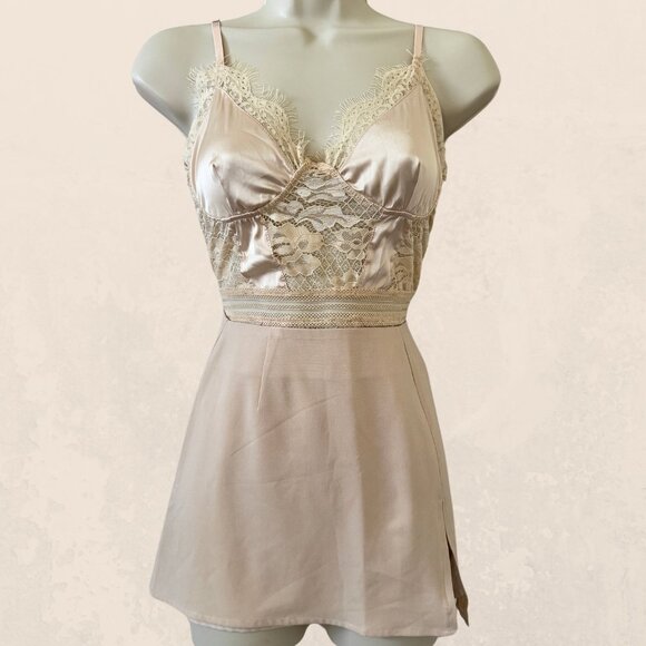 Blush Satin & Lace BodySuit - Picture 2 of 5